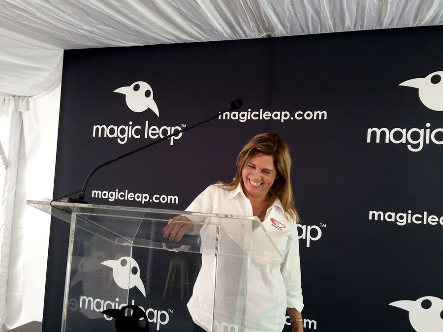 Magic Leap step and repeat backdrop at an outdoor event
