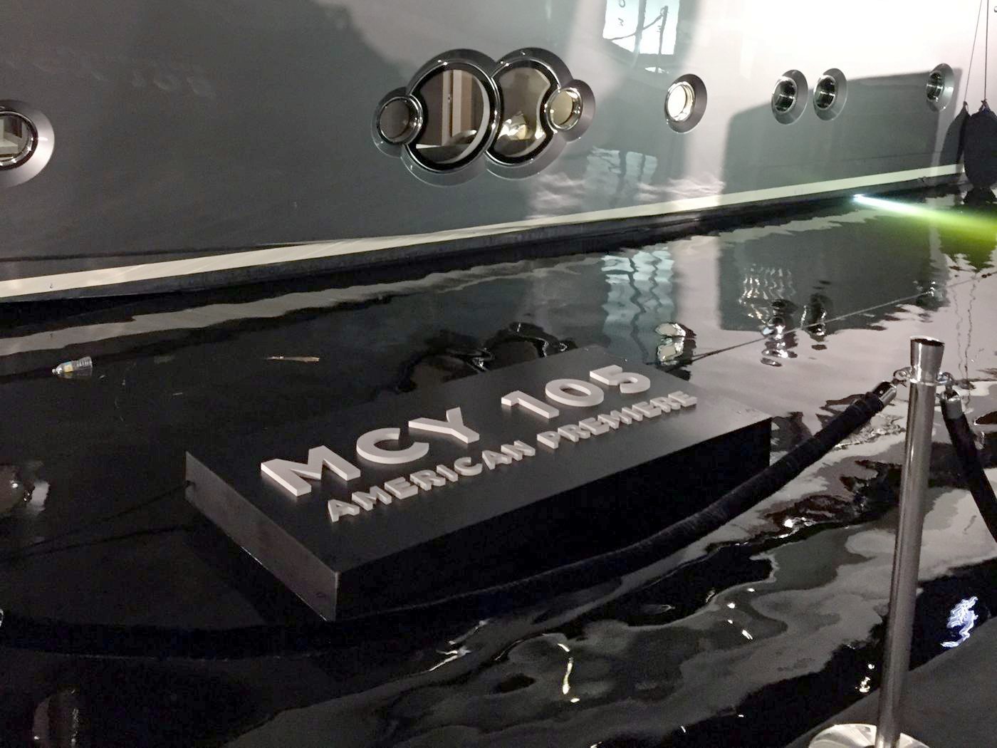A floating 3D sign for a yacht's American premiere